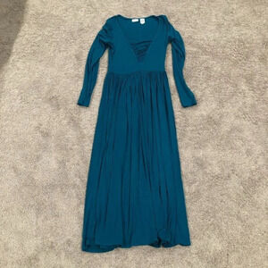 Newport News Blue Long Sleeve Maxi Dress Size Extra Small